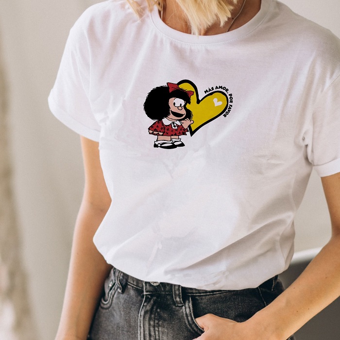 Camiseta con estampado manga corta de Mujer MAFALDA